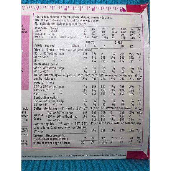 Simplicity 8421 Sewing pattern Girls A line dress 1960s size 6 - Picture 5 of 5